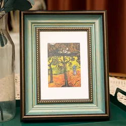 6-10 Inch Classic Vintage Green Picture Frame Hanging Wall Family Photo Frames Decor Wedding Room Desktop Resin Photo Frame 1PC