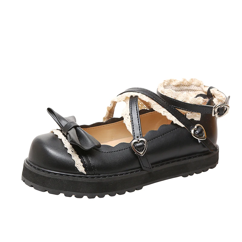 Japanese Kawaii Lolita shoes Girls heart Sweat School Round Toe cute Shoes for Women Student Partty JK Uniform shoes lolita