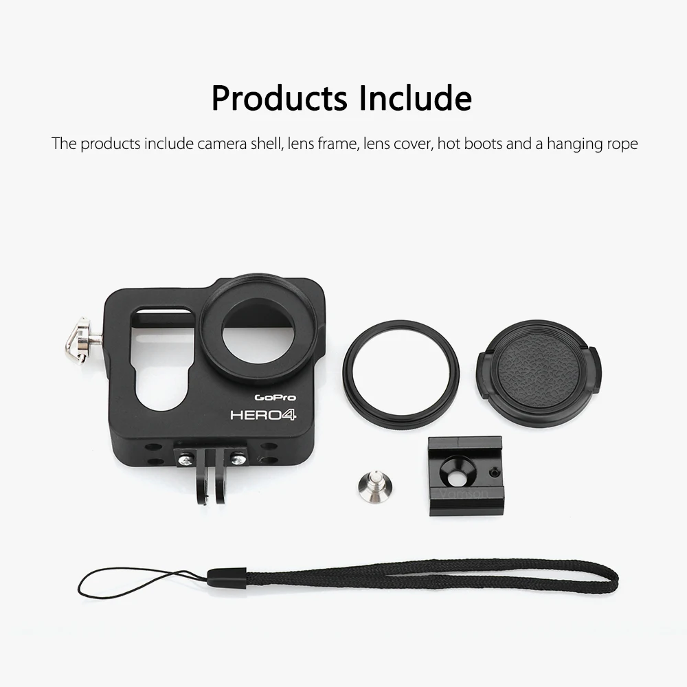 Vamson สำหรับ Gopro Hero 4อุปกรณ์เสริมอลูมิเนียมโลหะป้องกันกรณีกรอบ CNC + ฝาครอบเลนส์กรองสี5สี VP636