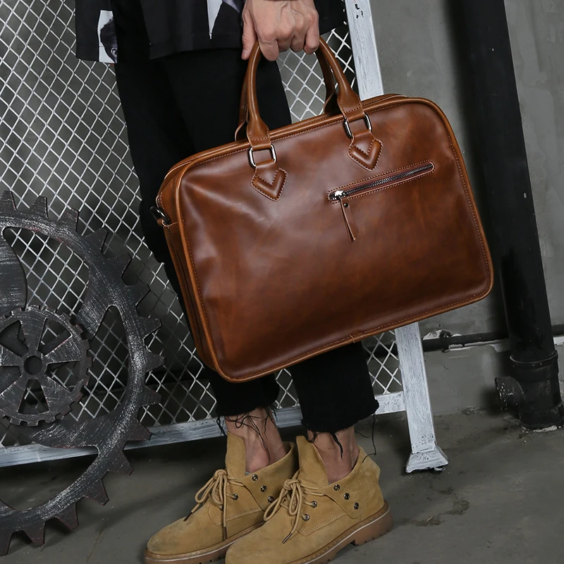 Fashion Trend Men HandBags Briefcase Business Bag Crossbody Bag Laptop Bag Large Capacity Satchel Single Shoulder Bag