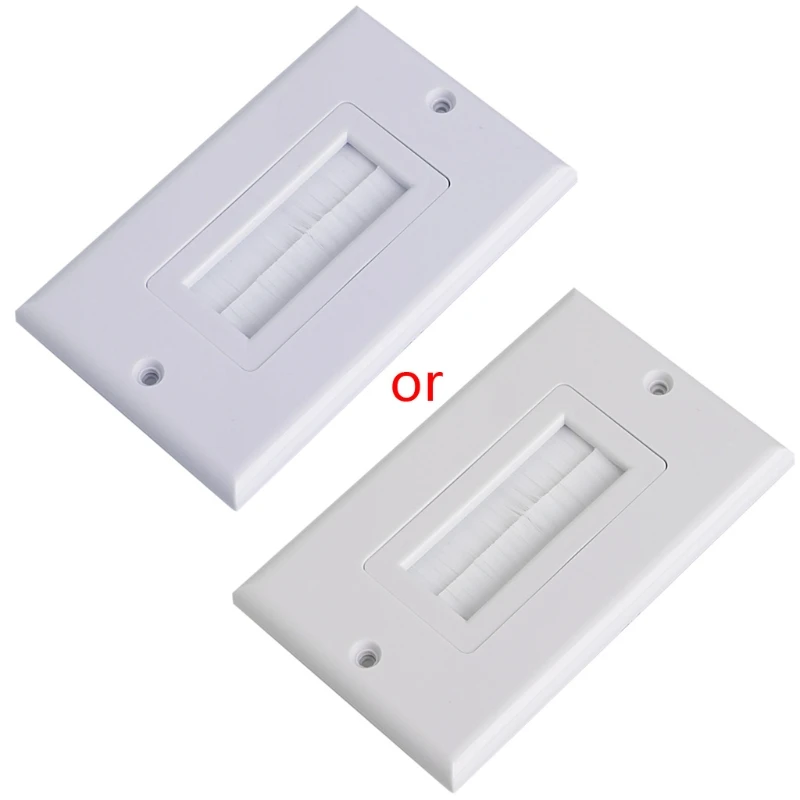 1 Single Gang Bristles Brush Wall Plate Port Insert Cover Outlet Mount Panel B03E