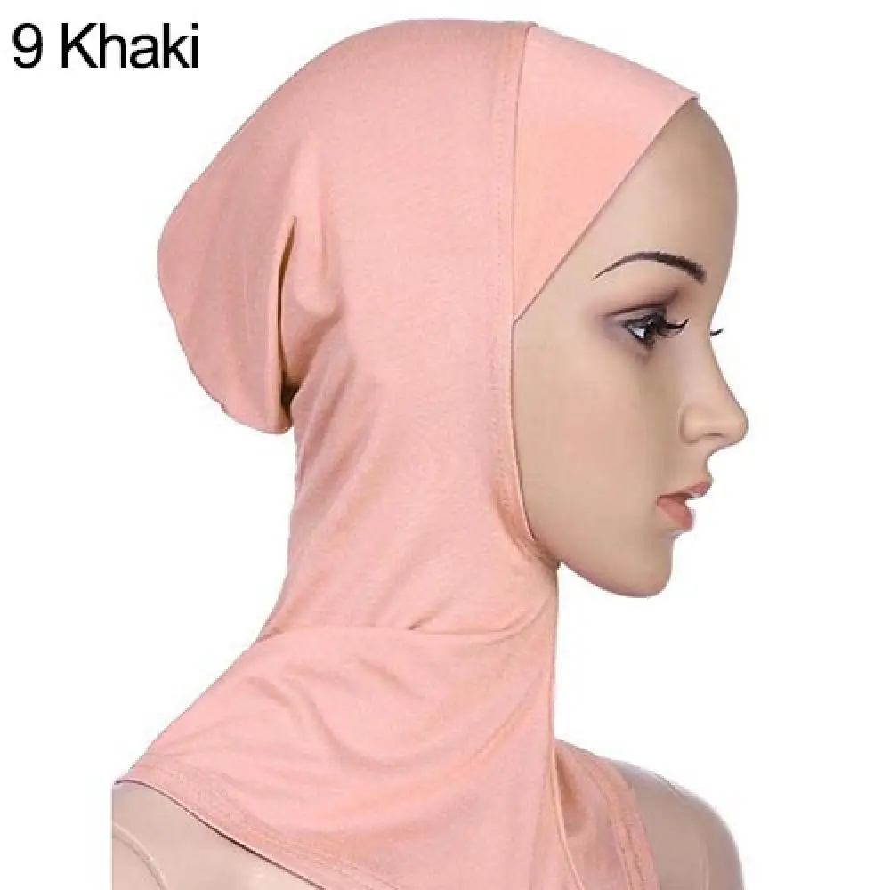 Women Soft Solid Color Full Cover Scarf Cap Underscarf Neck Head Bonnet Hat Accessories