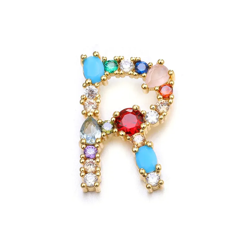 Juya handgefertigte 18K vergoldete Regenbogenkristalle, Opal-Edelsteine, 26 Alphabetbuchstaben, Anfangsbuchstaben-Anhänger für DIY-Namensschmuckherstellung – Detail 23