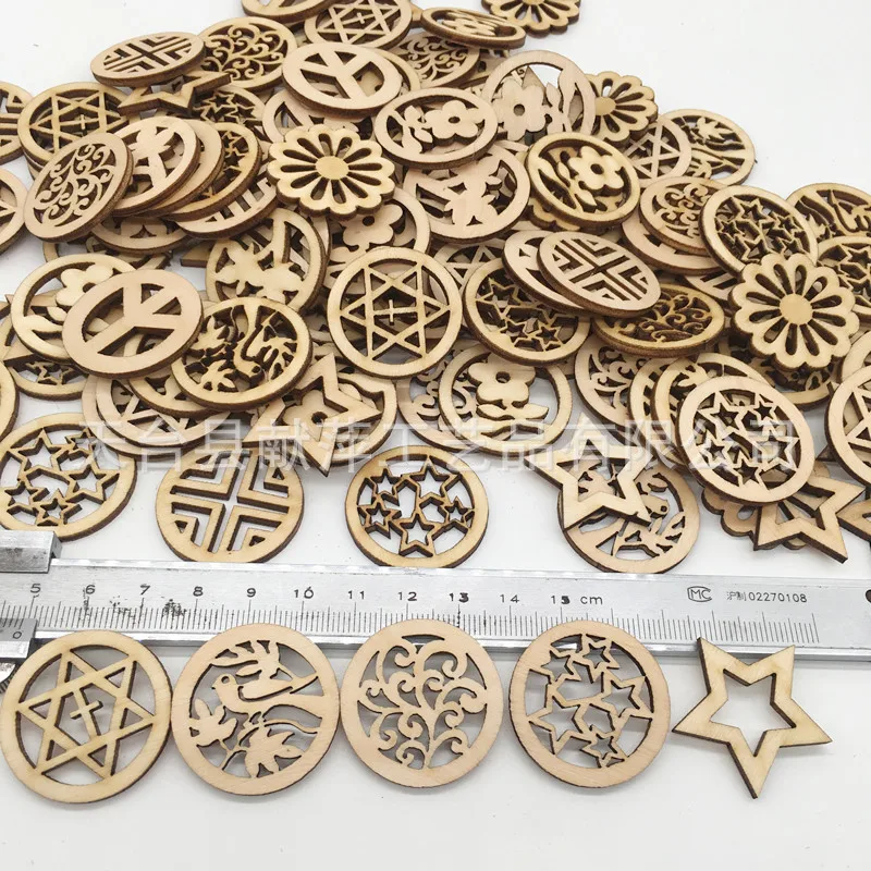 20pcs  Wood Laser Cut Embellishment Hollow Out Wooden Flower Shape Wood Discs Unfinished Wood Cutout for Arts Crafts Decorations