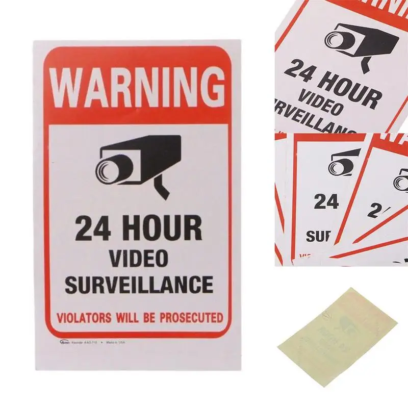 NEW Hot 1/5pcs Waterproof Sunscreen PVC Home CCTV Video Camera Surveillance Sticker Signs Decal Warning 2022 Alarm Security M5M6