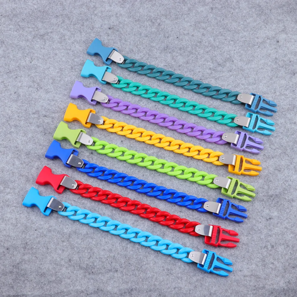 New Punk Acrylic Link Chain Buckle Bracelets Bangle Men Women Colorful Cuban Chains Charm Bracelet Fashion Party Jewelry Gift