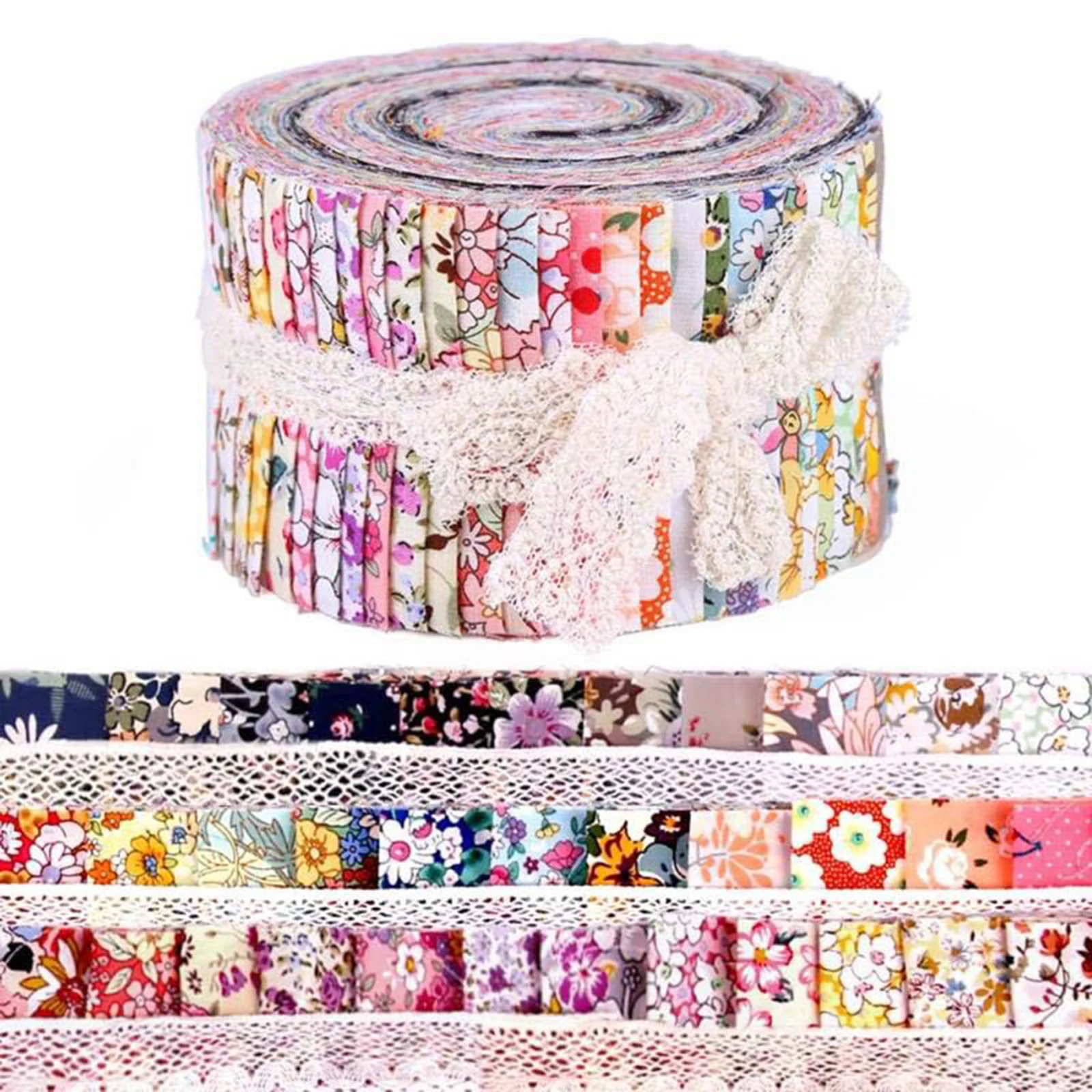 Jelly Roll Cotton Fabric Roll Fabric Strips Roll Jelly Roll Fabric Strips for Quilting Patchwork Fabric 36pcs / roll