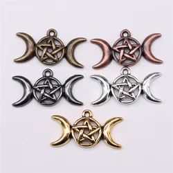 10 Pieces/Lot Metal Pentagram Goddess Star Moon Charms Pendant For Diy Jewelry Making  30mm*16mm