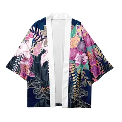 Plus Size 6XL 5XL 4XL 3XL Red Crane Print Loose Japanese Cardigan Women Men Harajuku Kimono Cosplay Tops Blouse Yukata Clothing