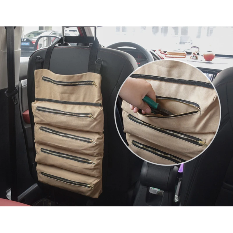 Roll Up Tool Bag Car suspension Storage bag Multi-Purpose Tool Pouch Wrench Organizer Electrician Zipper Carrier Tote