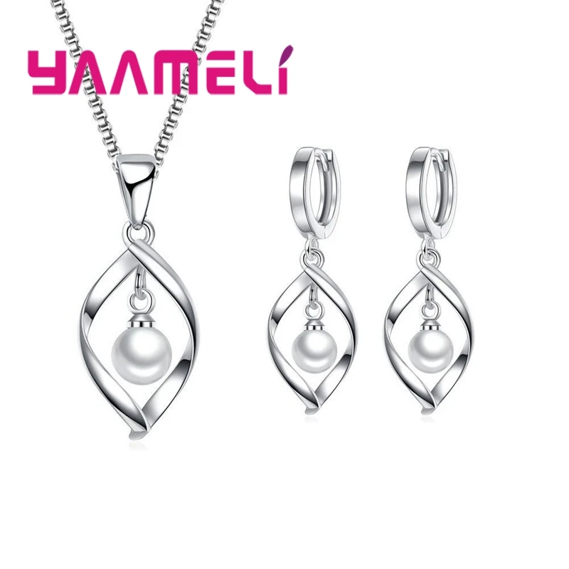 CZ Necklace Earring Bridal Jewelry Sets Wholesale 925 Sterling Silver Shining Cubic Zirconia Water Drop Wedding Engagement