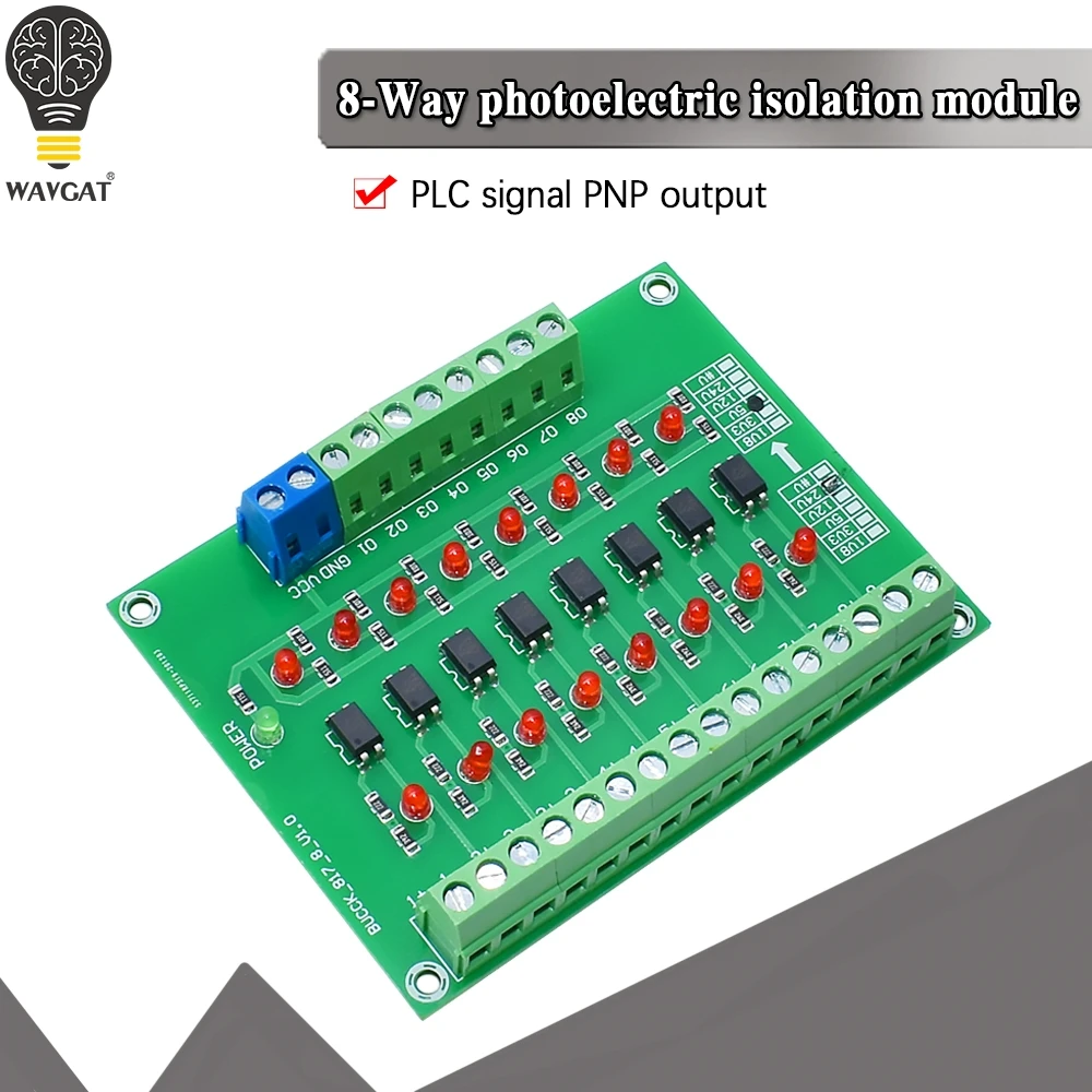 24V To 3.3V 12V 5V 8-Channel 8bit Photoelectric Isolation Module Level Voltage Converter PNP Output PLC Signal Converter Adapter