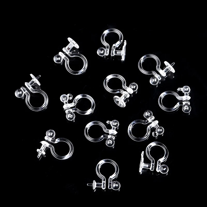 20 teile/los Transparent Ohr Clip Basis Für Schmuck Machen Ohr Stecker Harze Kunststoff Ohrringe Basis Einstellung DIY Schmuck Zubehör – Detail 4