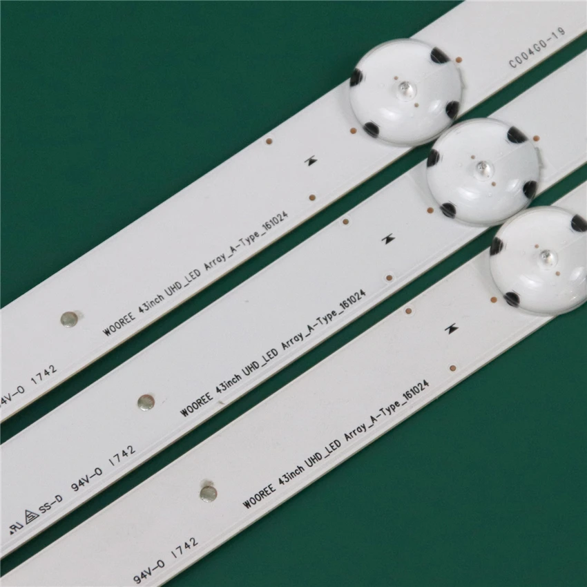 Faixa de led para retroiluminação tridimensional lg, régua de linha, estilo uhd_led de 43 polegadas