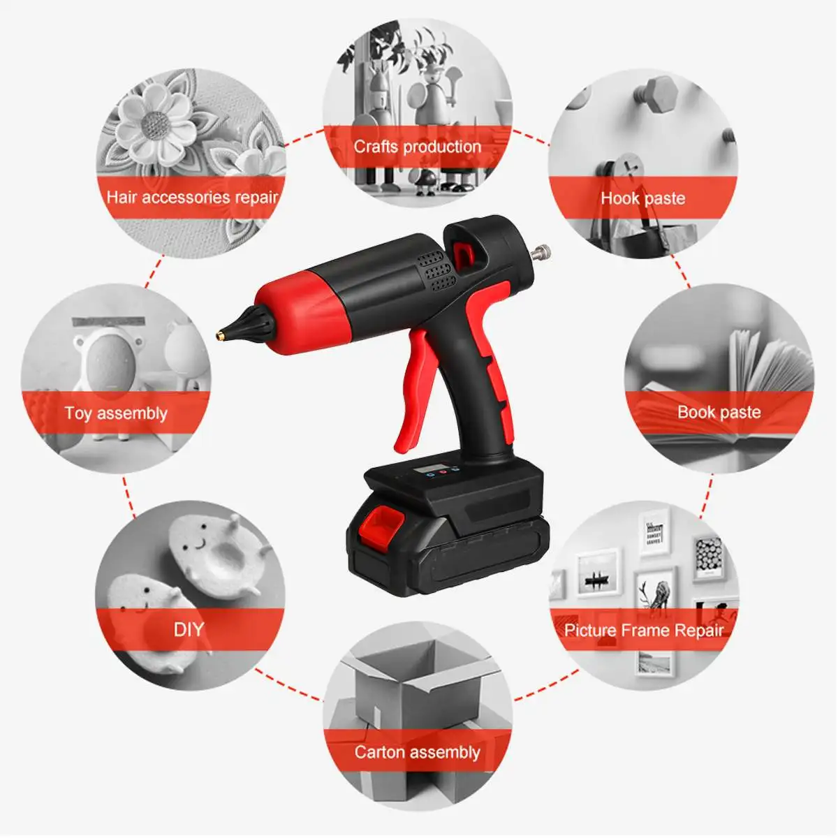 Imagem -06 - sem Fio Quente Melt Pistola de Cola Recarregável Bateria Li-ion Bocal de Cobre Casa Faça Você Mesmo Ferramenta de Reparo para Makita 18v Bateria 21v 1000w