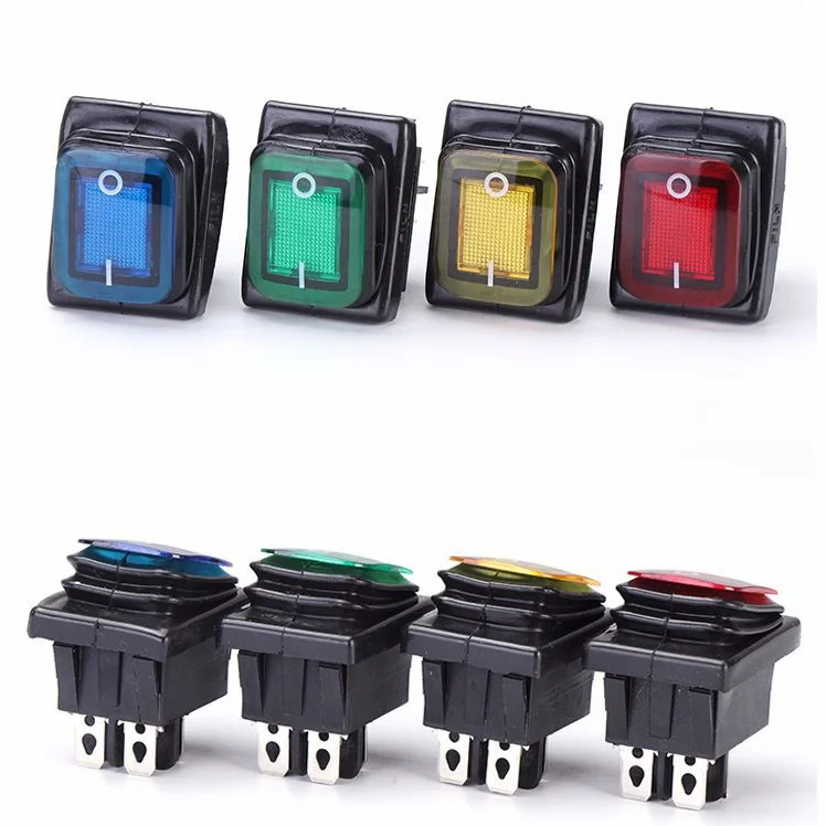 on off 16A/250V Heavy Duty 4 pin DPST IP67 Sealed Waterproof T85 Auto Boat Marine Toggle Rocker Switch with LED 12V 220V 30x22