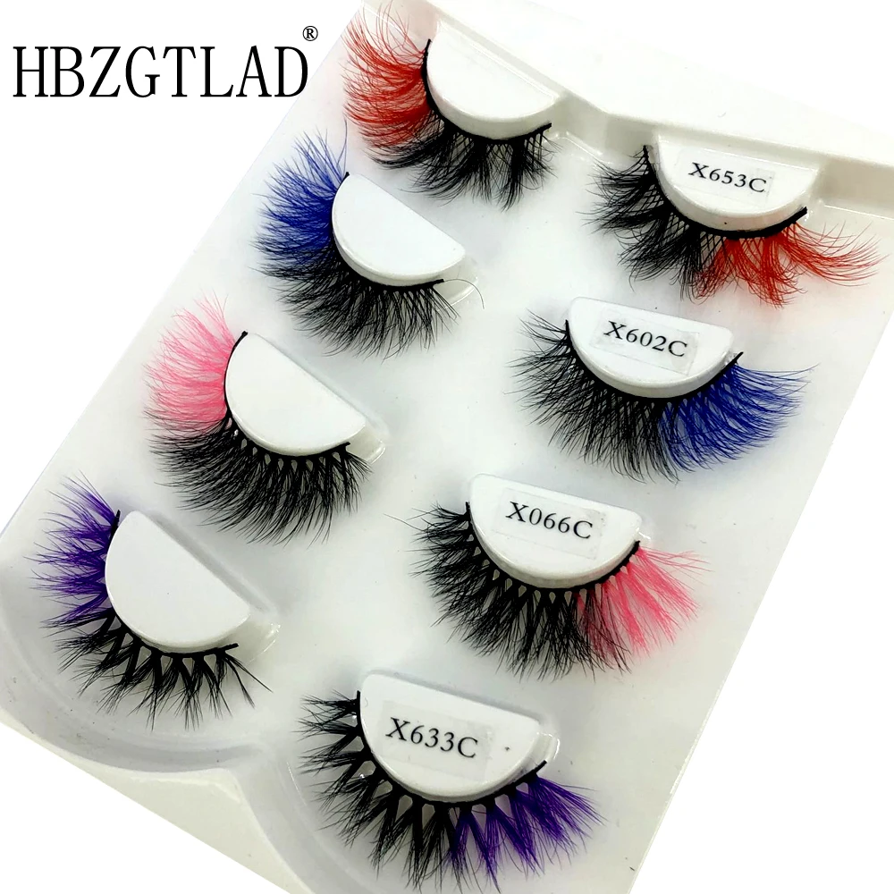 New Color Mink Lashes Wholesale 4 pairs 3D Colored Eyelashes Luxury Dramatic 100% Cruelty Free In Bulk Colorful false lashes