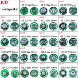 JCD 1 Pcs Horn Loudspeaker 8 Ohm 0.25W 0.5W 16Ohm Diameter Loud Speaker 8R 16R 32R 20mm 21mm 23mm 27mm 29mm 36mm 40mm
