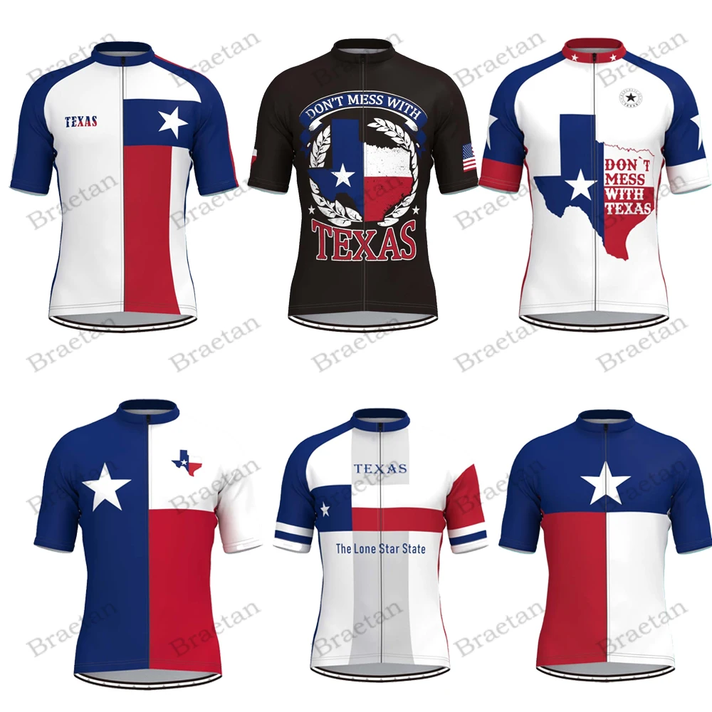 Texas Cycling Jersey Top Men Short Sleeve Summer Bike Shirt Road Wear Clothing