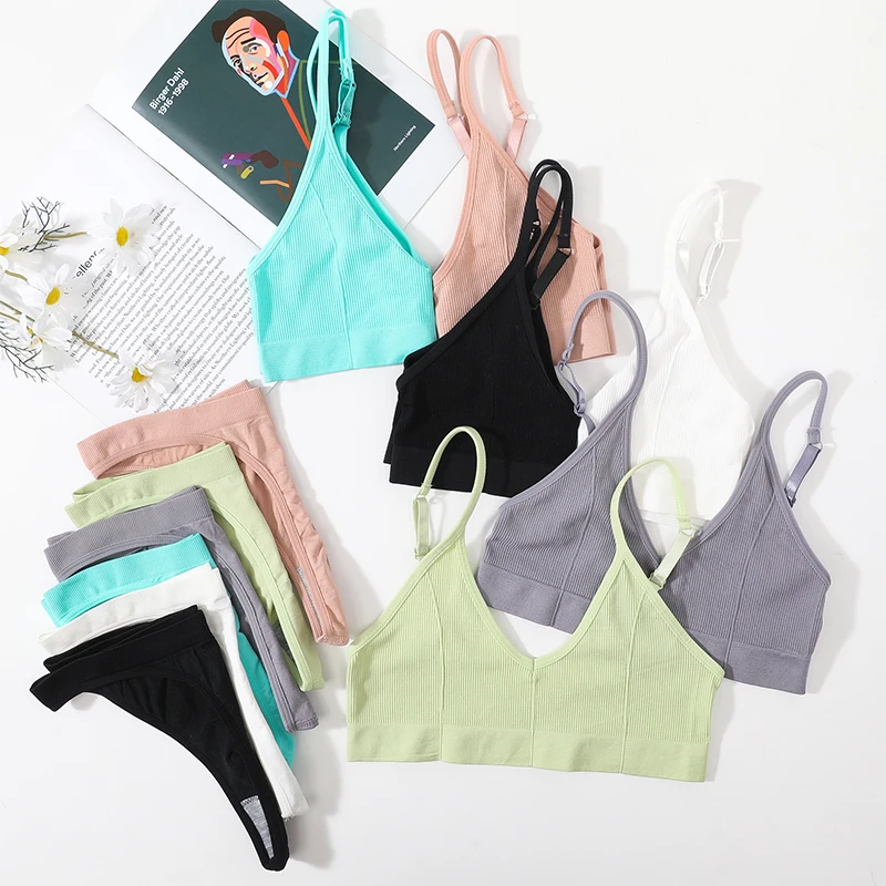 Nahtloses BH- und Slip-Set für Damen, U-förmiger Rückenausschnitt, kurzes Oberteil, tief sitzender Slip, bequemer BH, Damenunterwäsche, verführerisches Dessous-Set. – Detail 3
