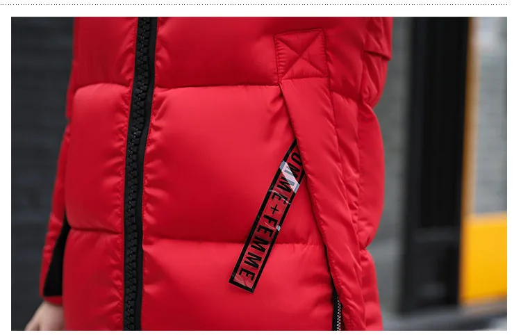 2025 Women's Down Parkas Winter Jacket Big Fur Collar Thick Slim Coat Fashion Hooded Cotton Outerwear Long Winter Woman Coat