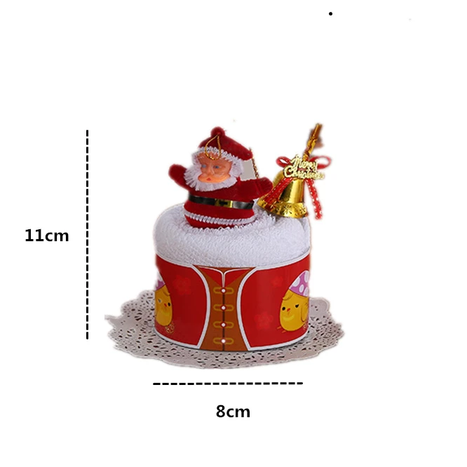 10sets High Quality Santa Claus Christmas Cake Modelling Cotton Towel Creative Gifts Christmas decoration Activity giveaway