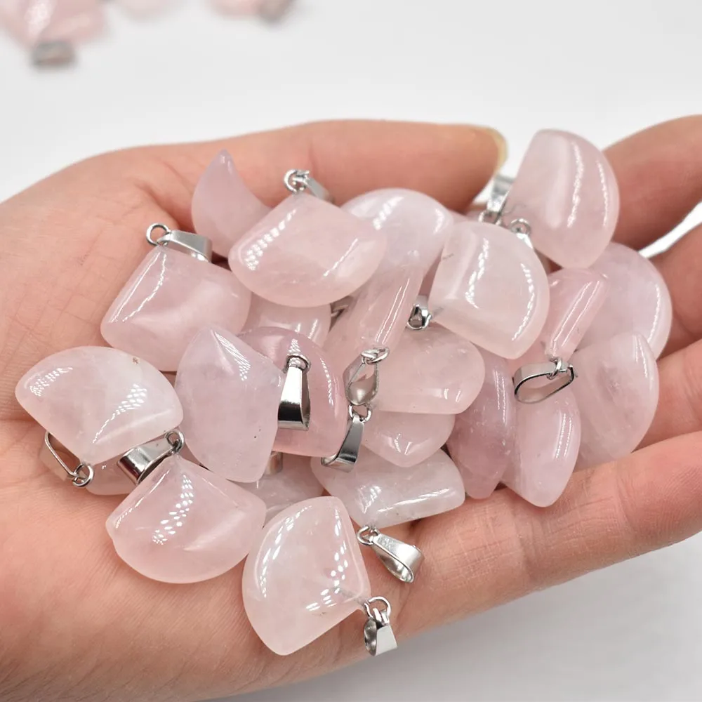 

Fashion assorted natural roses quartz sector shape charms Pendants for jewelry accessories marking 50pcs/lot Wholesale free