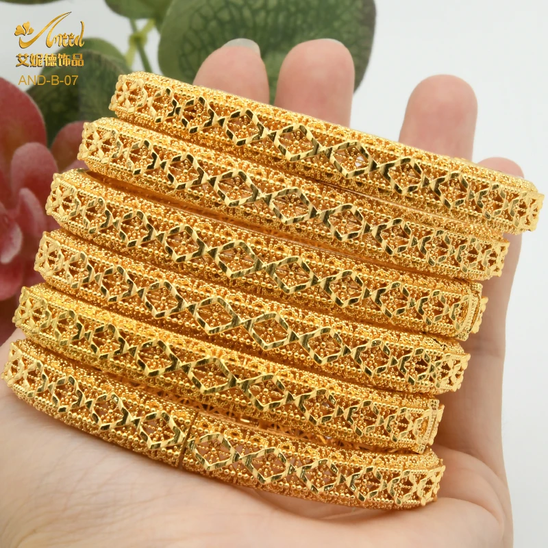 ﻿ANIID Bangles For Women Indian Jewelry Gold Color Bracelets Dubai Designer Wholesale African Brand Luxury Bracelet Moroccan