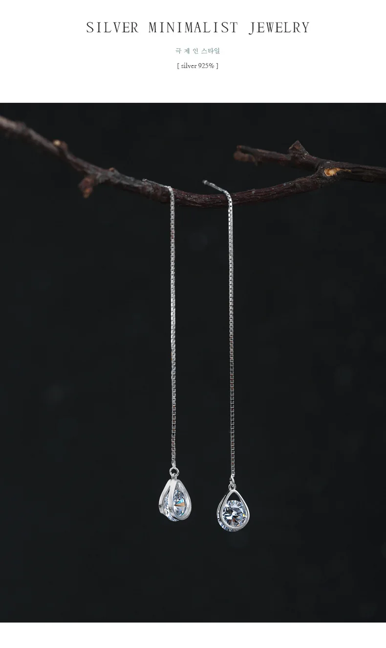 REETI Hot Sale Long water drop 925 Sterling Silver Earrings For Women Fashion Jewelry sterling-silver-jewelry pendientes
