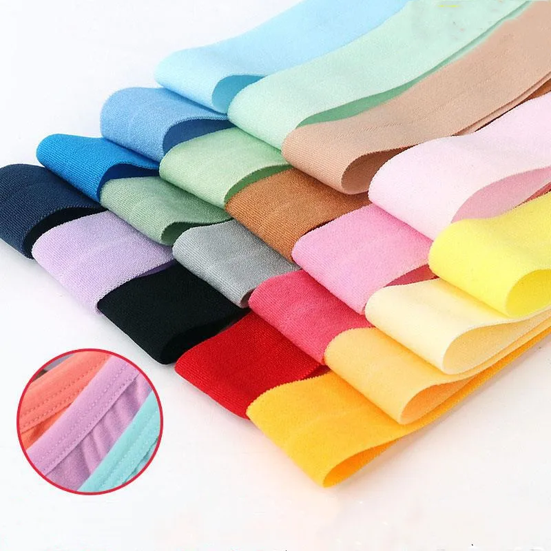 20mm Fold Over Bands Multicolor Spandex Elastic Ribbon Kids Hair Tie DIY Sewing Lace Trim Waist Band Garment Accessory