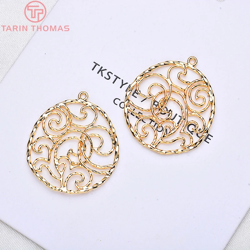 (546)4PCS 28MM 24K Champagne Gold Color Plated Brass Round Circle cloud Charms Pendants High Quality Diy Jewelry Accessories