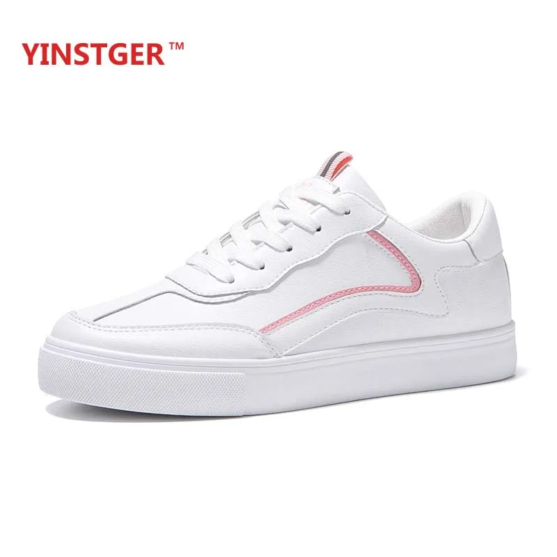 

YINSTGER Women's white Shoes Casual Summer Sneakers lady Fashion comfortable style Flat Rubber sole breathable Sport shoes