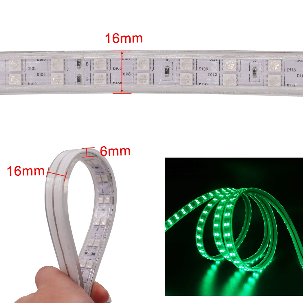 Imagem -06 - Rgb Conduziu a Luz de Tira Impermeável 5050 Fileira Dobro 120led m Fita Flexível Brilhante Super do Diodo Emissor de Luz 1m 5m 10m 20m 25m 50m 100m 220v 110v