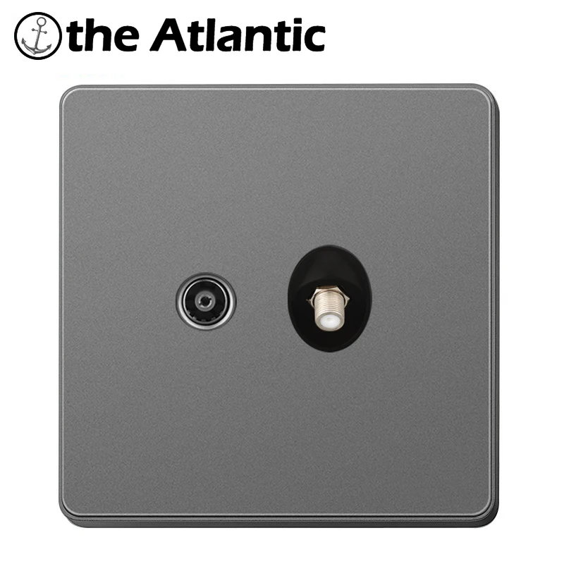 PC Data Female Jack Outlet Gray Plastic FrameTV Signal RJ45 Telephone Computer Data Satellite Cable Household Wall Socket