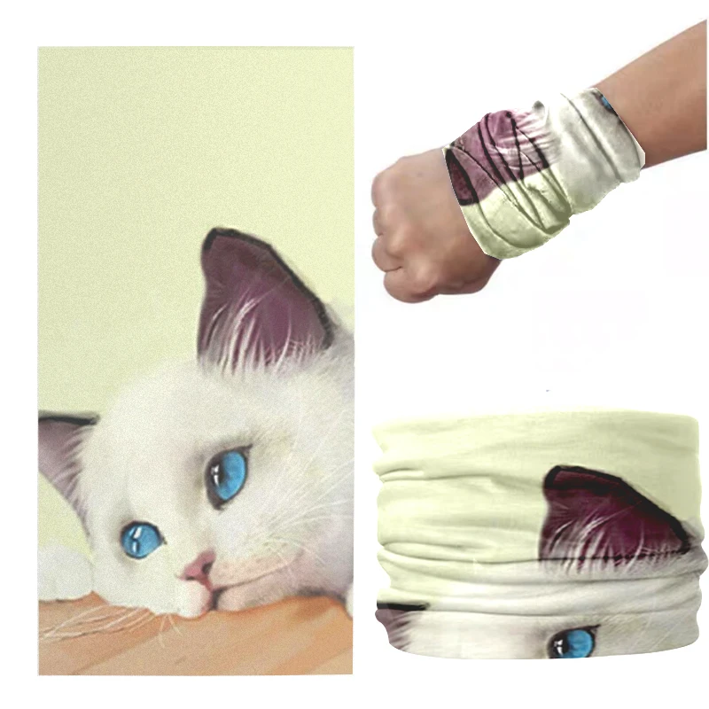 ความแปลกใหม่สไตล์3D พิมพ์ผู้หญิง Headband Funny Kitten รูปแบบผ้าพันคอคอผ้าพันคอกีฬาขี่จักรยาน Tubular ผู้ชาย Headscarf Buffe