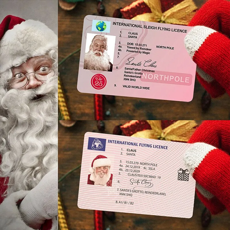 Creative Santa Claus Flight License Christmas Eve Driving Licence Gift Children Kids Xmas Decoration Home Decor 2022 New Year