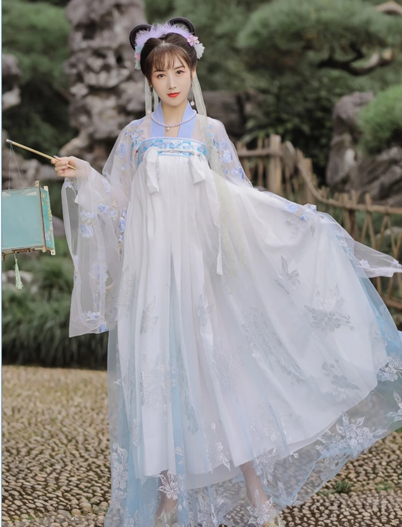 Chinese Traditioanl Hanfu for Woman Elegant Fairy Dance Costume Oriental Stage Performance Retro Ancient Hanfu Folk Dresses