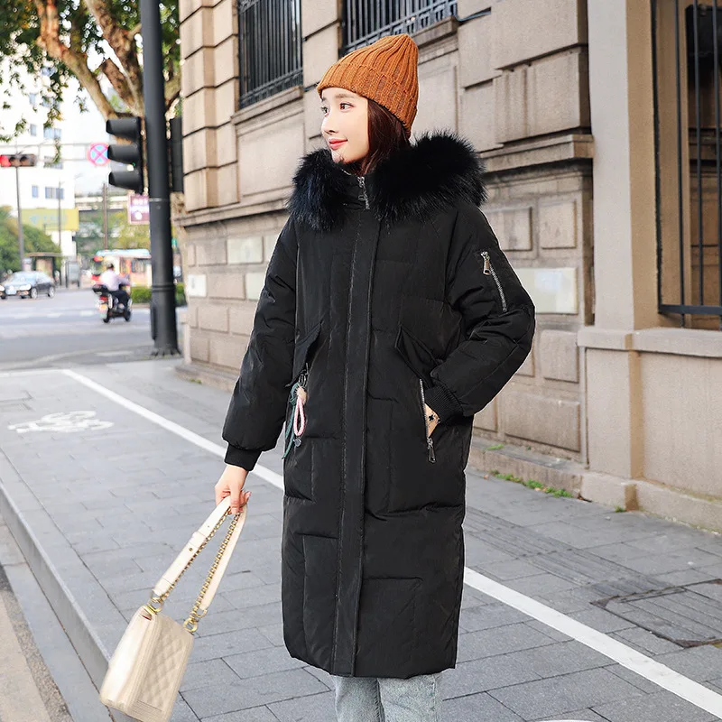 Women Winter Down Jacket Long Down Coat Female Large Fur Hooded Warm Clothes 2020 Thick Slim Ladies Jackets Hiver LW1470