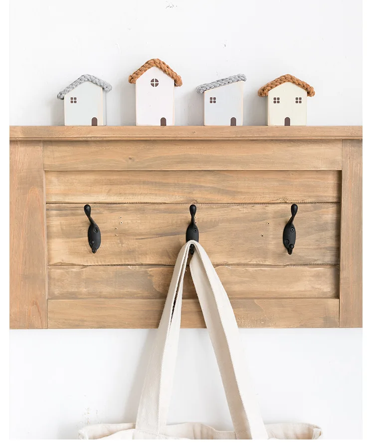 Nordic Wooden House Ornaments Home Decoration Wood Architecture with Woven Proof Cute Desk Miniature Craft Work Nursery Decor