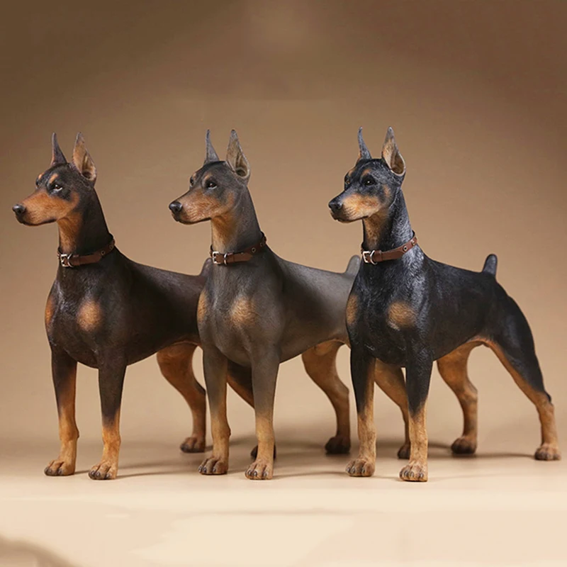 

18cm 1/6 Scale Simulation Animal police dog Doberman Pet dog Model Kids Toys Gift Model For 12" Action Figure Scene Decoration