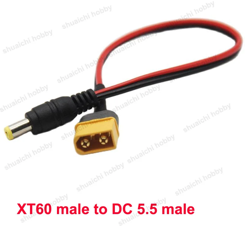 1PCS XT60 XT30 T Plug to DC 5.5 2.1 Male Connector Transfer Wire Battery Charging Adapter Cable for FPV Drone Goggles Connecting