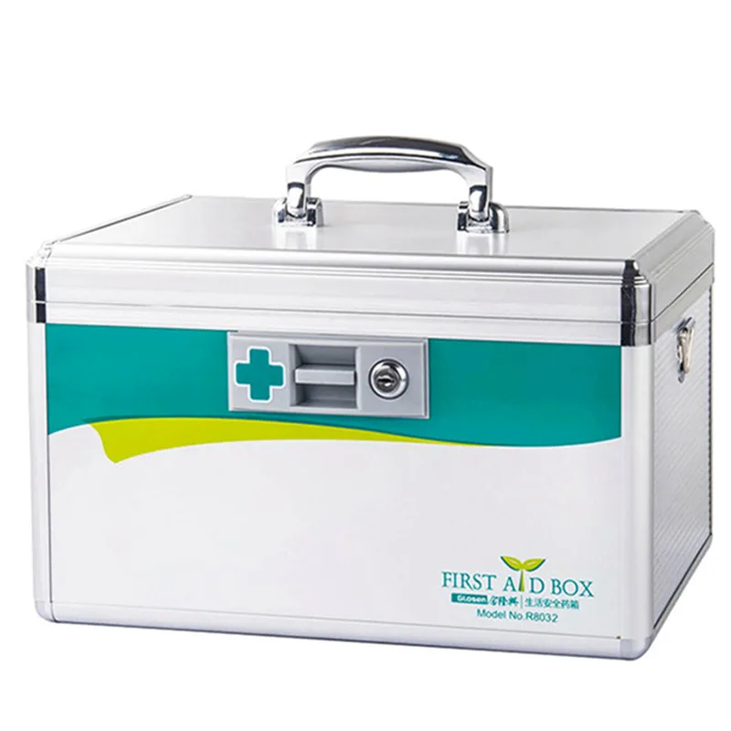 Safety protection first aid box aluminum alloy travel suitcase portable home visit medical kit storage toolbox shoulder handbag