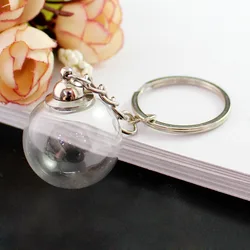 2PCS Clear Glass Ball with preglued screw cap keyring diy pendant gift Bottle keychain wish bottle keychain