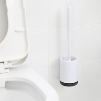 Silicone Toilet Brush With Soft Bristle Bathroom Toilet Bowl Brush And Holder Set, Constructed Of Durable ThermoPlastic Rubber
