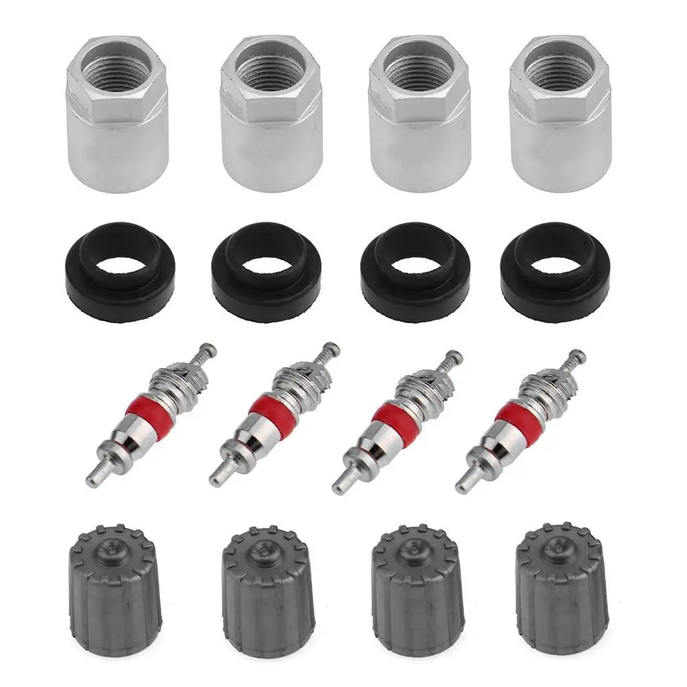 4 Sets Car TPMS Service Repair Kit Auto Tire Pressure Sensor Rebuild with Nut Valve Cap Gasket Car Styling Car Accessories