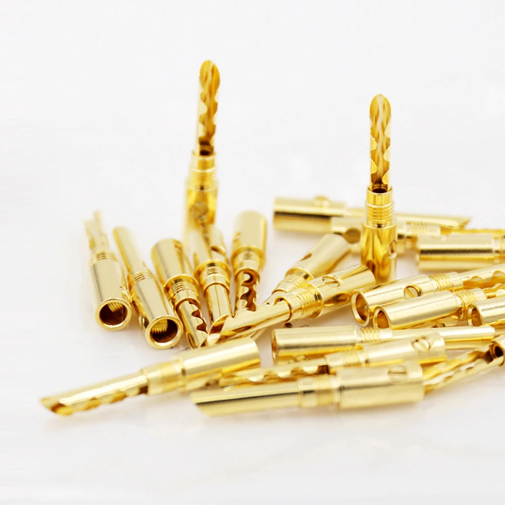 BA1418 24K 금 도금 구리 BFA 5mm, 바나나 플러그, 남성 스피커 커넥터, 12 개