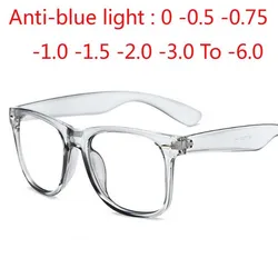 Square Finished Myopia Glasses Anti Blue Light 3807 Candy Color Rice Nails Diopter -0.5 -0.75 -1.0 -2.0 -2.5 -3.0 To -6.0