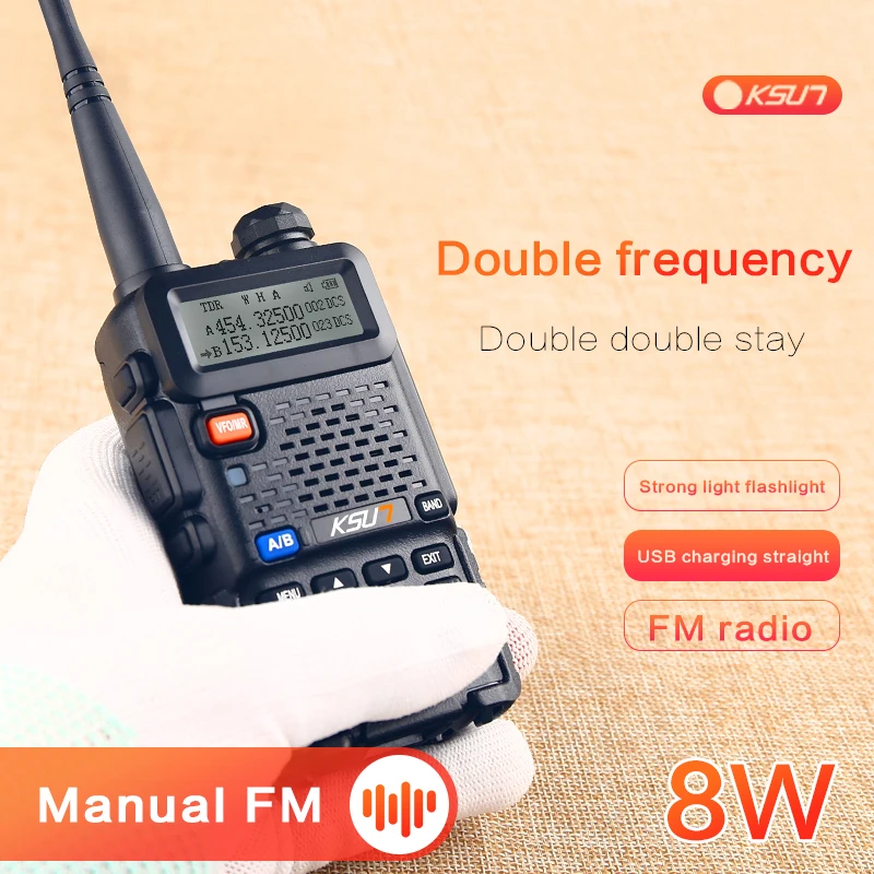 Walkie Talkie Recargable Profesional Walkie Talkie Communication USB UHF VHF Portable Two Way Radio KSUN UV5RB Spain In Stock