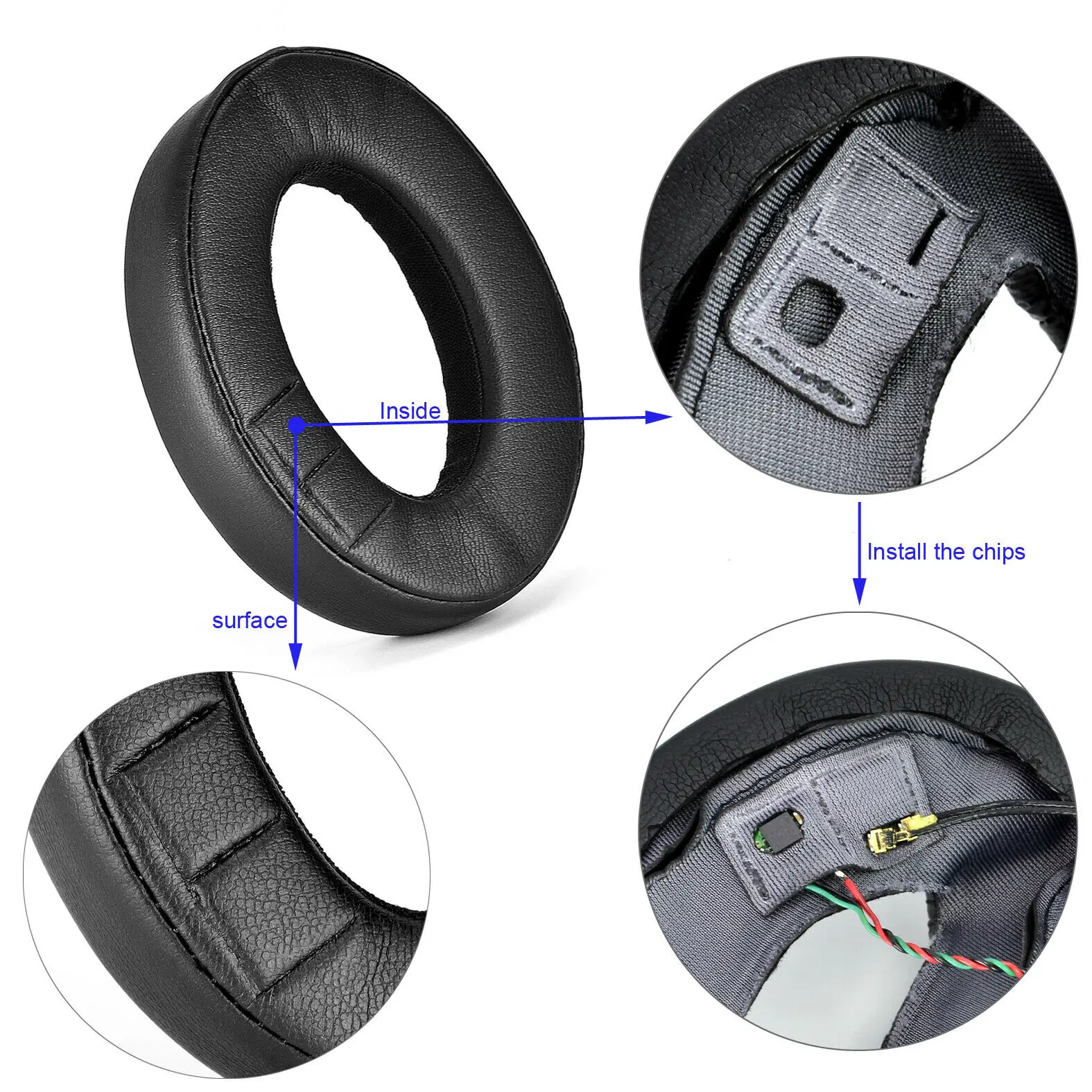 1 คู่หนังแผ่นรองหูฟัง Earmuff เบาะถ้วยสําหรับ Parrot ZIK 1.0 โดย Philippe ชุดหูฟังไร้สาย