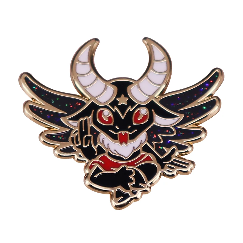Demon Bat Pin Brooch Glitter Punk Badge